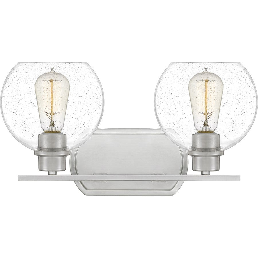 Quoizel Pruitt 2 Light Bath, Brushed Nickel/Seedy