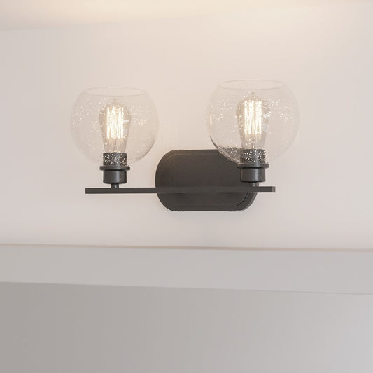 Quoizel Pruitt 2 Light Bath, Matte Black/Seedy