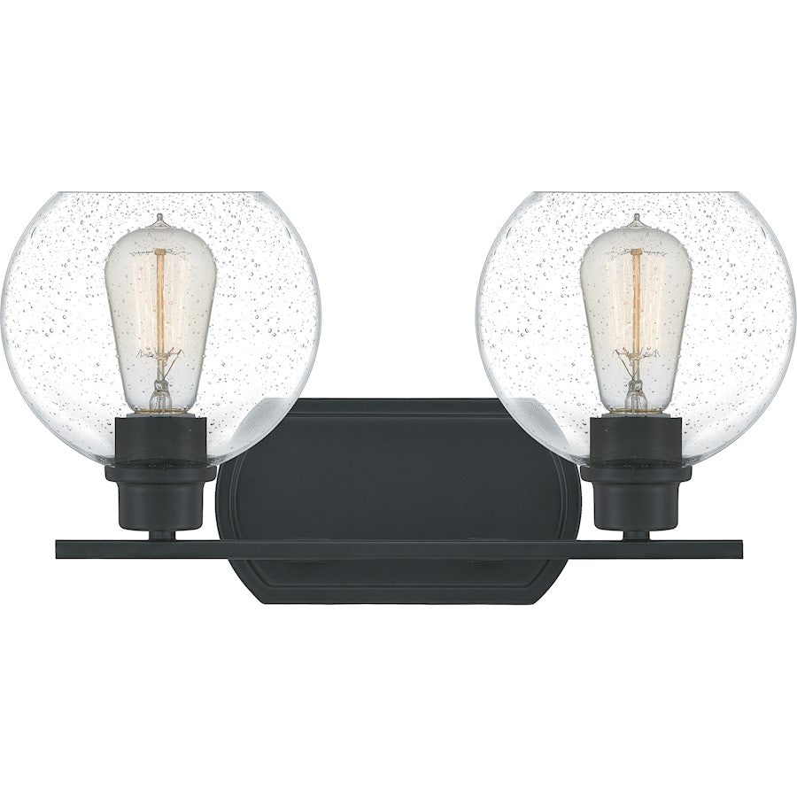 Quoizel Pruitt 2 Light Bath, Matte Black/Seedy