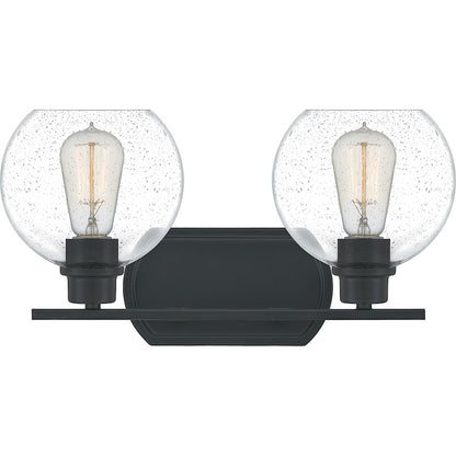 Quoizel Pruitt 2 Light Bath, Matte Black/Seedy
