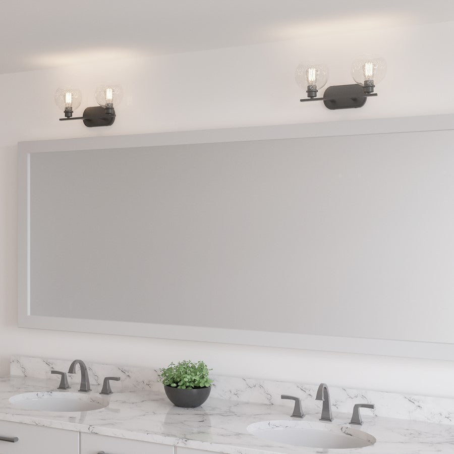 Quoizel Pruitt 2 Light Bath, Matte Black/Seedy