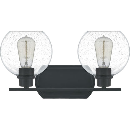 Quoizel Pruitt 2 Light Bath, Matte Black/Seedy