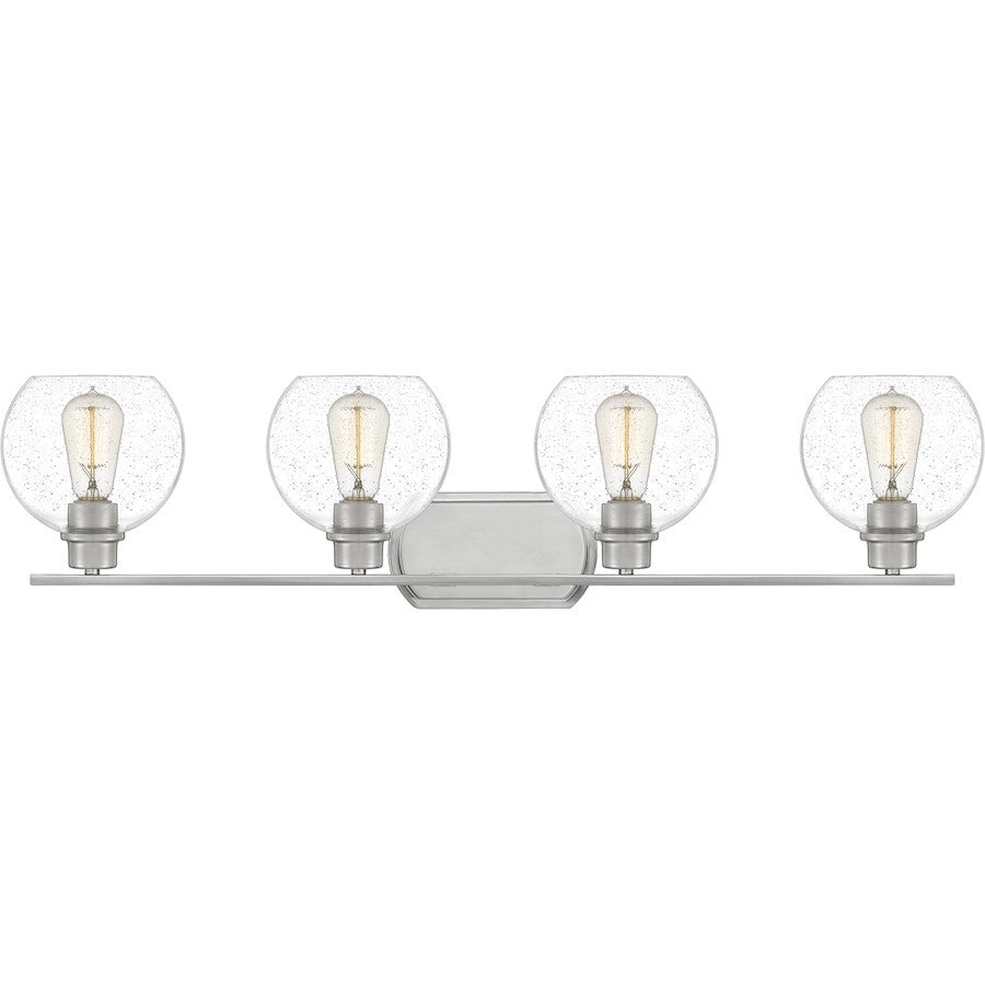 Quoizel Pruitt 4 Light Bath, Brushed Nickel/Seedy
