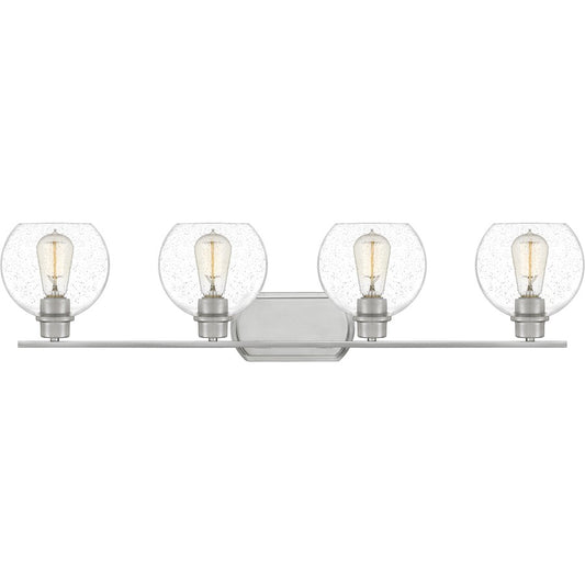 Quoizel Pruitt 4 Light Bath, Brushed Nickel/Seedy