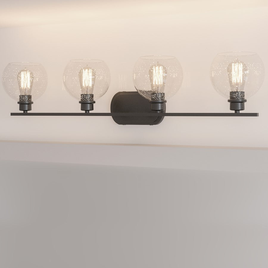 Quoizel Pruitt 4 Light Bath, Matte Black/Seedy