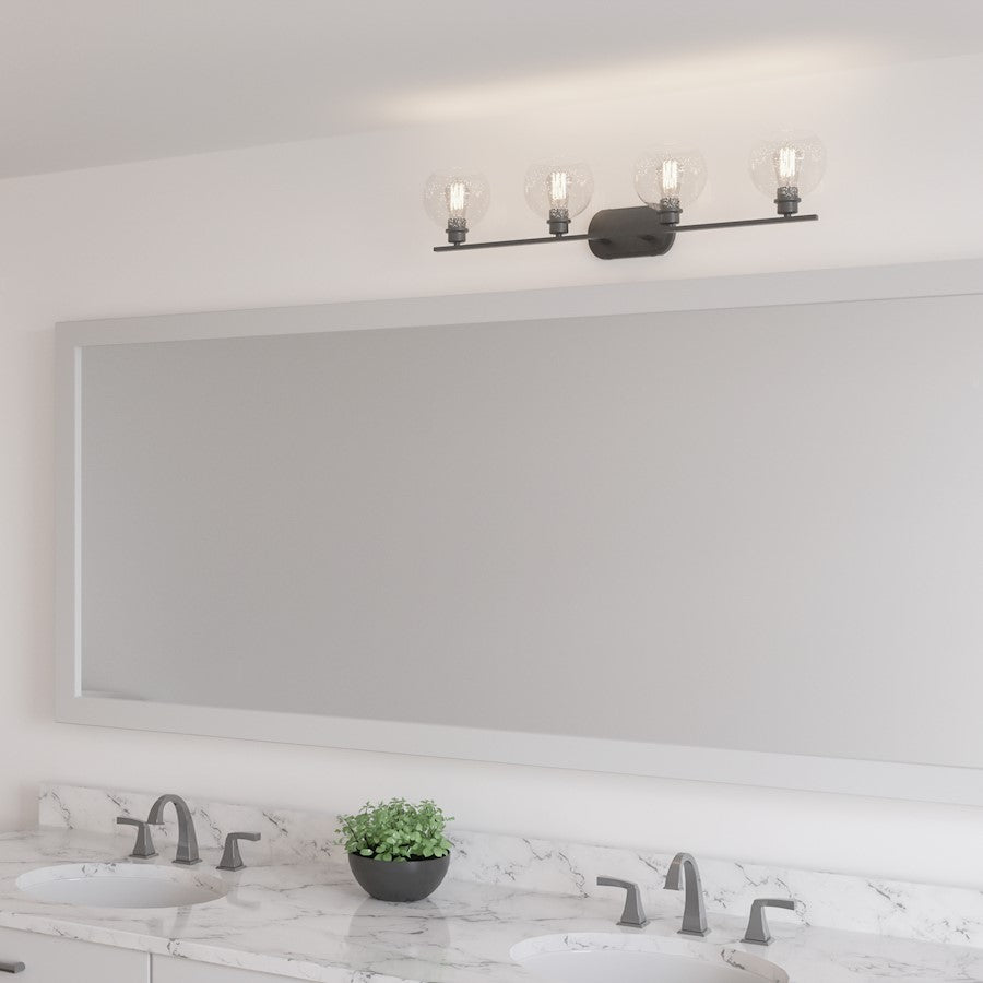Quoizel Pruitt 4 Light Bath, Matte Black/Seedy