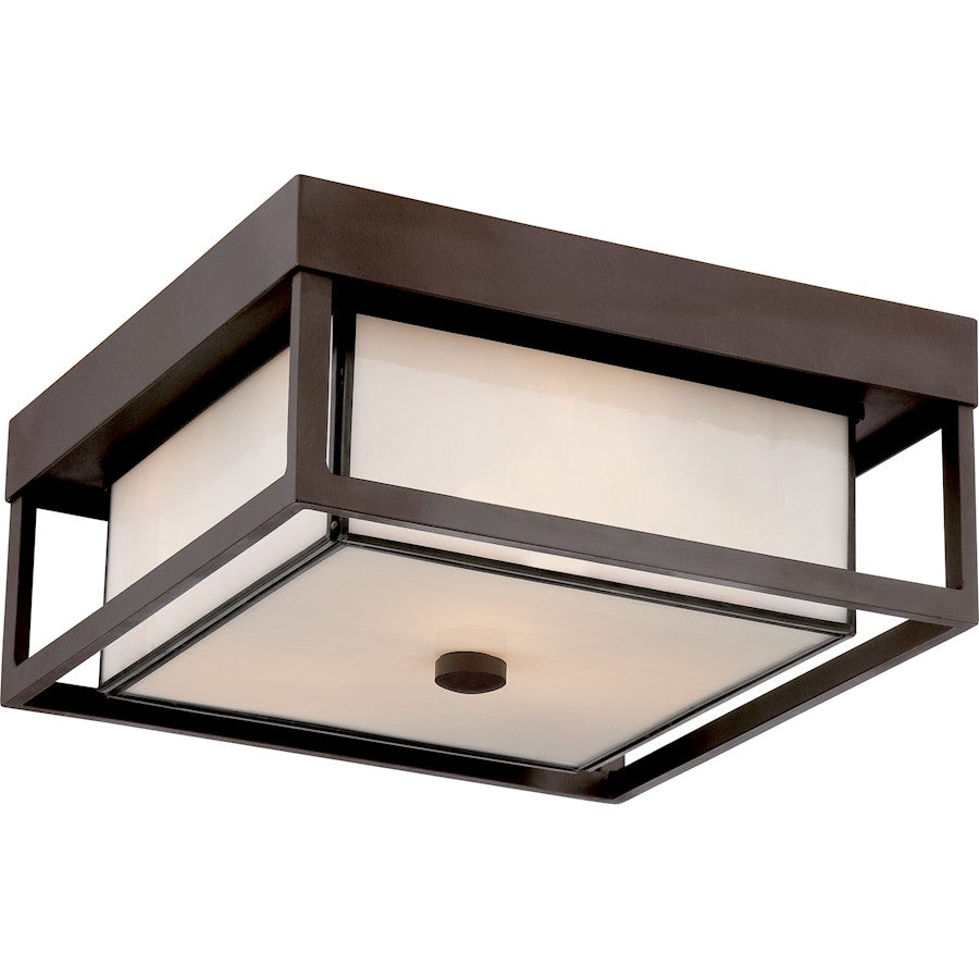 Quoizel Powell 3 Light Flush Mount, Bronze/White Art