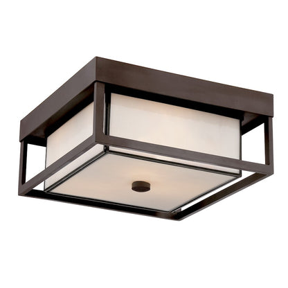 Quoizel 3 Light Powell Outdoor Flush Mount in Western Bronze