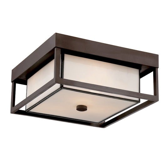 Quoizel 3 Light Powell Outdoor Flush Mount in Western Bronze