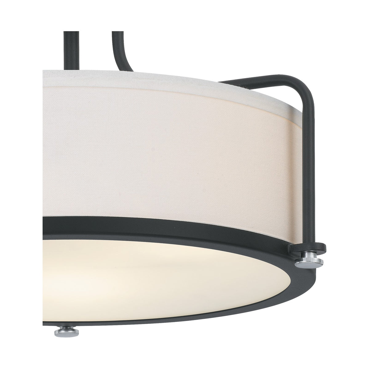 Quoizel Rigel 17in 3-Light Semi-Flush Mount | Transitional Earth Black and Eggshell Fabric | Bedroom & Hallway | Model QF1715EK