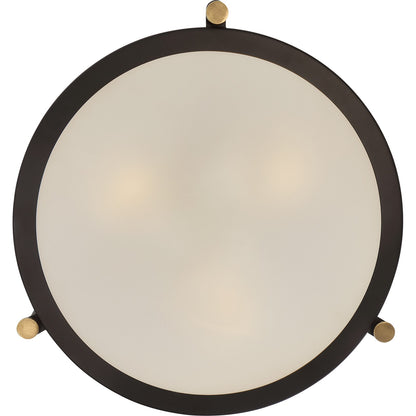 Quoizel Calvary 17.5in 3-Light Semi-Flush Mount | Traditional Western Bronze and Beige Fabric | Bedroom & Hallway | Model QF1715WT