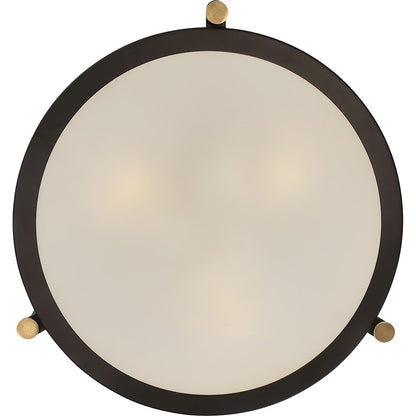 Quoizel Calvary 17.5in 3-Light Semi-Flush Mount | Traditional Western Bronze and Beige Fabric | Bedroom & Hallway | Model QF1715WT