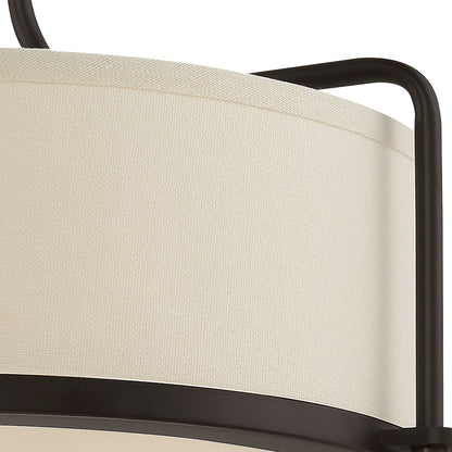 Quoizel Calvary 17.5in 3-Light Semi-Flush Mount | Traditional Western Bronze and Beige Fabric | Bedroom & Hallway | Model QF1715WT