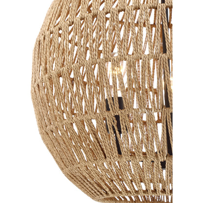 Quoizel Casablanca 18.25in 3-Light Pendant | Coastal Palladian Bronze and Natural Paper Rope | Kitchen Island & Dining Room | Model QF4034PN