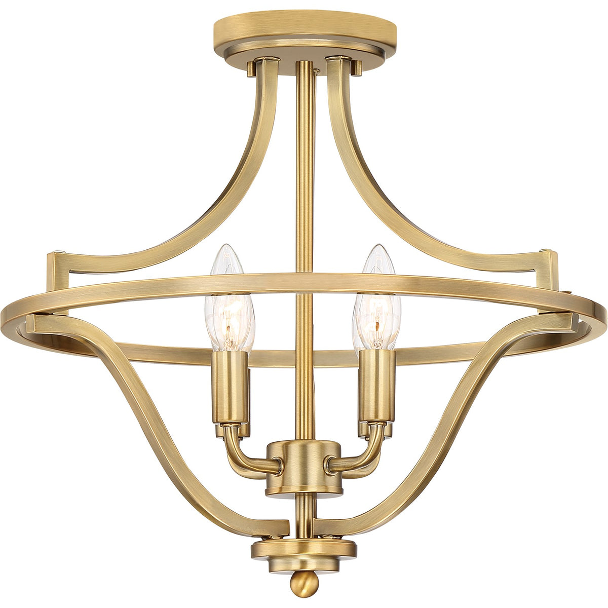 Quoizel Harvel 16in 4-Light Semi-Flush Mount | Weathered Brass Steel | Bedroom & Hallway | 16 x 16 x 15.25 in | Model QF5119WS