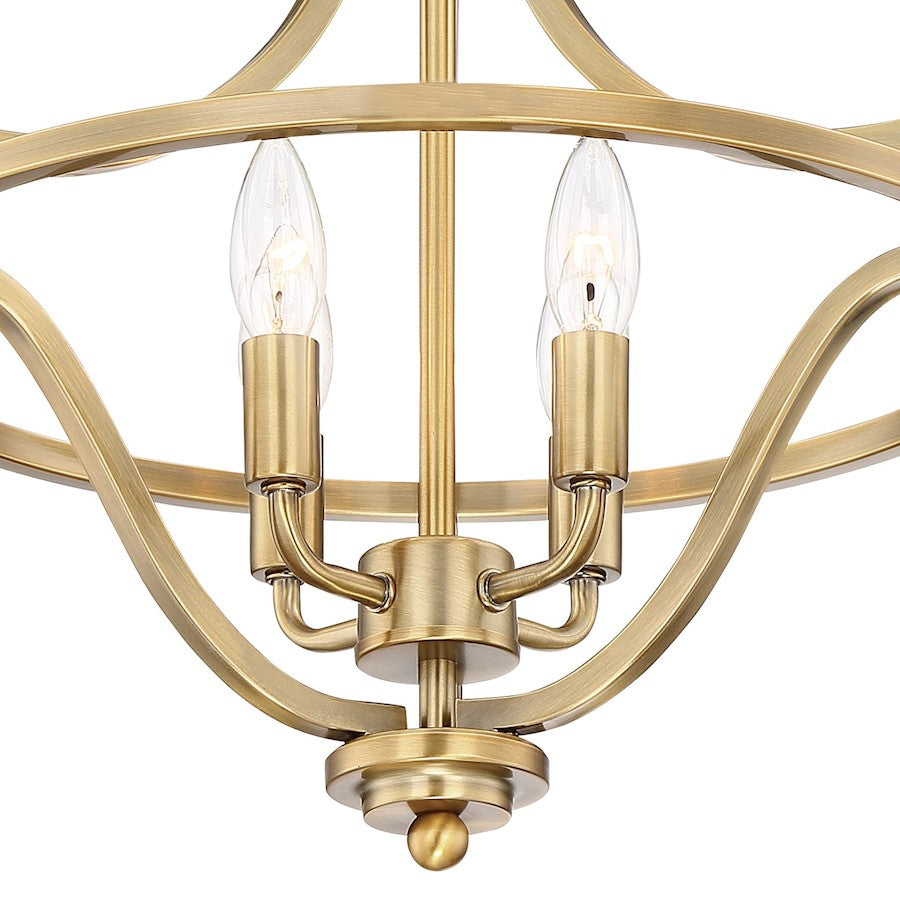 Quoizel Harvel 16in 4-Light Semi-Flush Mount | Weathered Brass Steel | Bedroom & Hallway | 16 x 16 x 15.25 in | Model QF5119WS