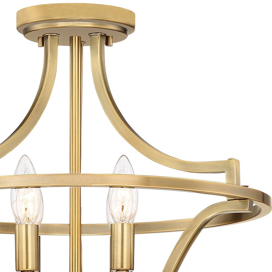 Quoizel Harvel 16in 4-Light Semi-Flush Mount | Weathered Brass Steel | Bedroom & Hallway | 16 x 16 x 15.25 in | Model QF5119WS