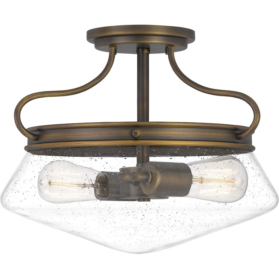 Quoizel Tucker 2 Light Semi-Flush Mount, French Bronze /Seeded Glass