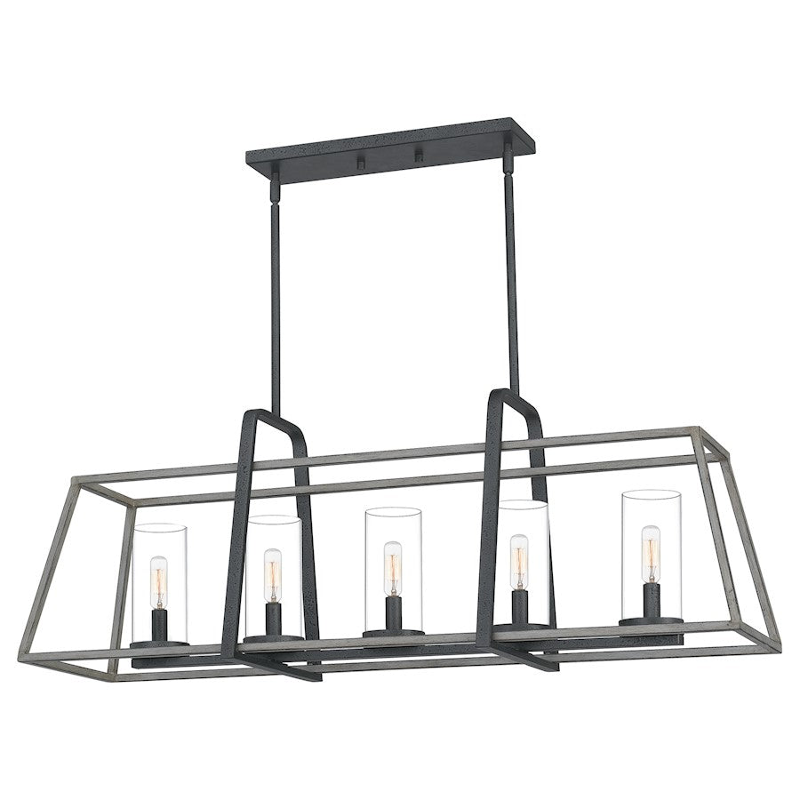 Quoizel Lincoln 5 Light Island Chandelier, Distressed Iron