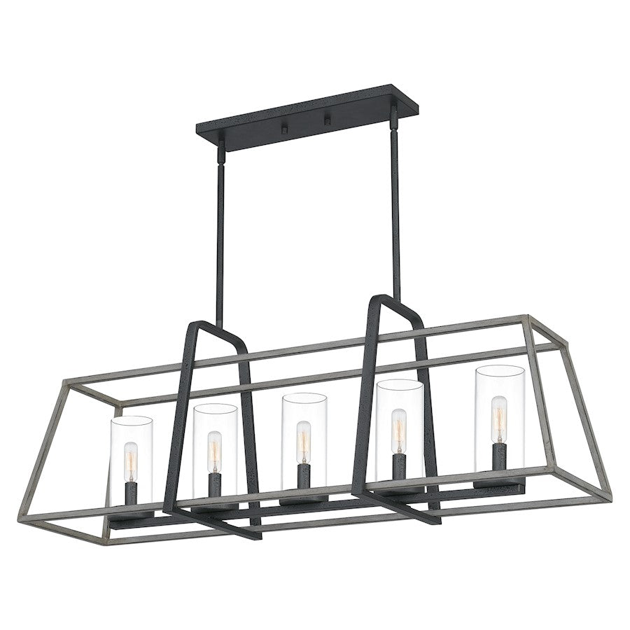Quoizel Lincoln 5 Light Island Chandelier, Distressed Iron