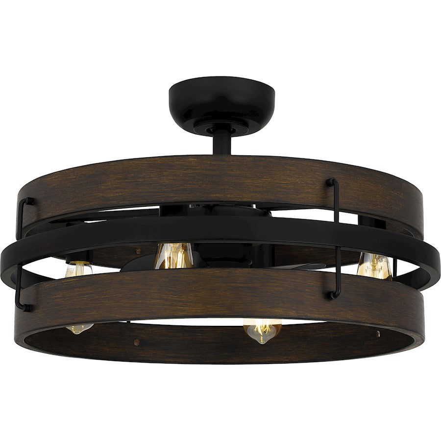 Quoizel Moyer 4 Light Fan Light, Matte Black