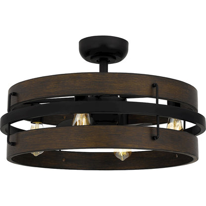 Quoizel Moyer 4 Light Fan Light, Matte Black