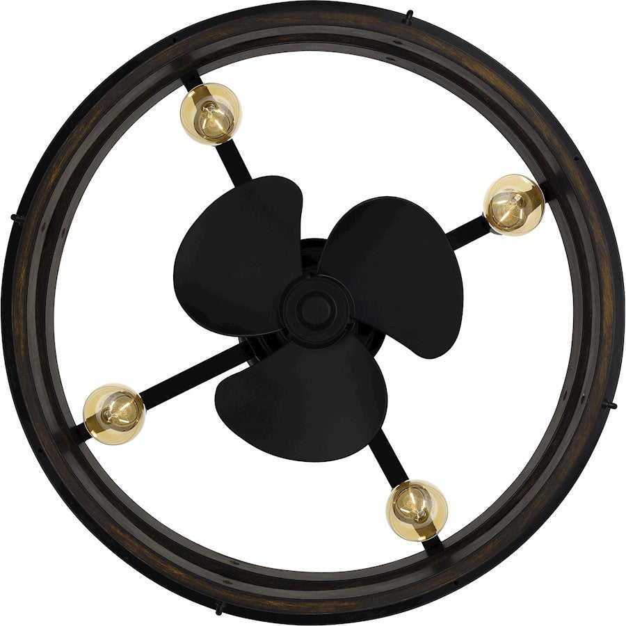 Quoizel Moyer 4 Light Fan Light, Matte Black