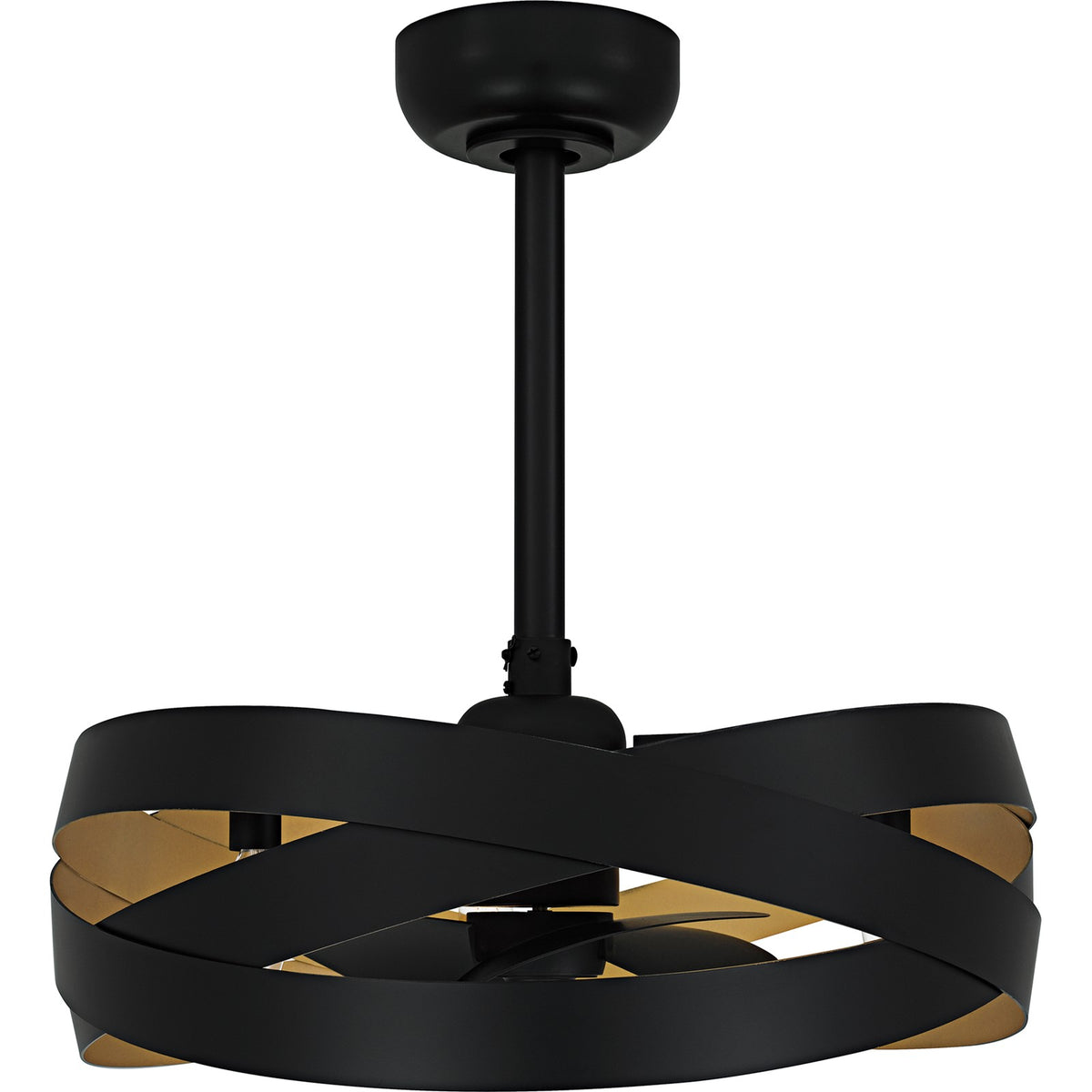 Quoizel Zito 20in 3-Light Ceiling Fan | Modern Matte Black and Gold Metal | Bedroom & Living Room | 20 x 20 x 8.75 in | Model QFA6771MBK