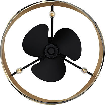 Quoizel Zito 20in 3-Light Ceiling Fan | Modern Matte Black and Gold Metal | Bedroom & Living Room | 20 x 20 x 8.75 in | Model QFA6771MBK