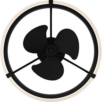 Quoizel Elrod 23.75in LED Ceiling Fan | Contemporary Matte Black and Clear Ribbed Acrylic | Bedroom & Living Room | Model QFA6805MBK