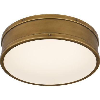 Quoizel Ahoy Integrated LED Flush, Weathered Brass/Etched