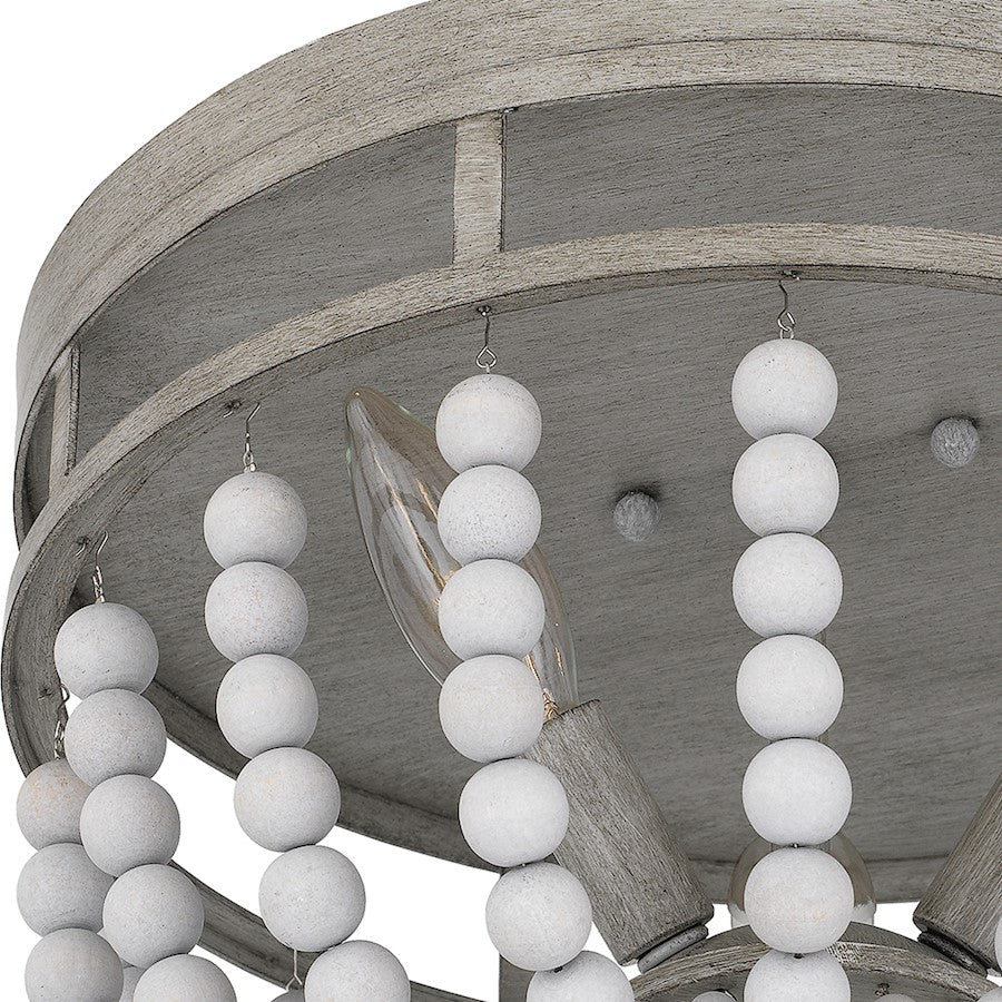 Quoizel Lewes 3 Light Flush Mount, Weathered White Maple