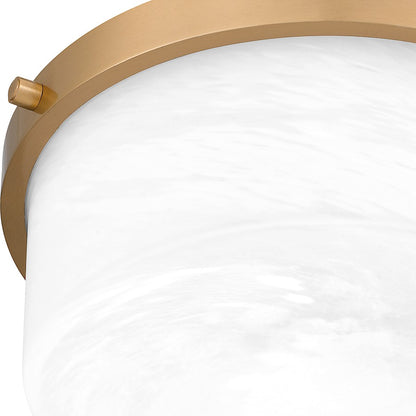 Quoizel Levine 2 Light Flush Mount, Aged Brass/Alabaster