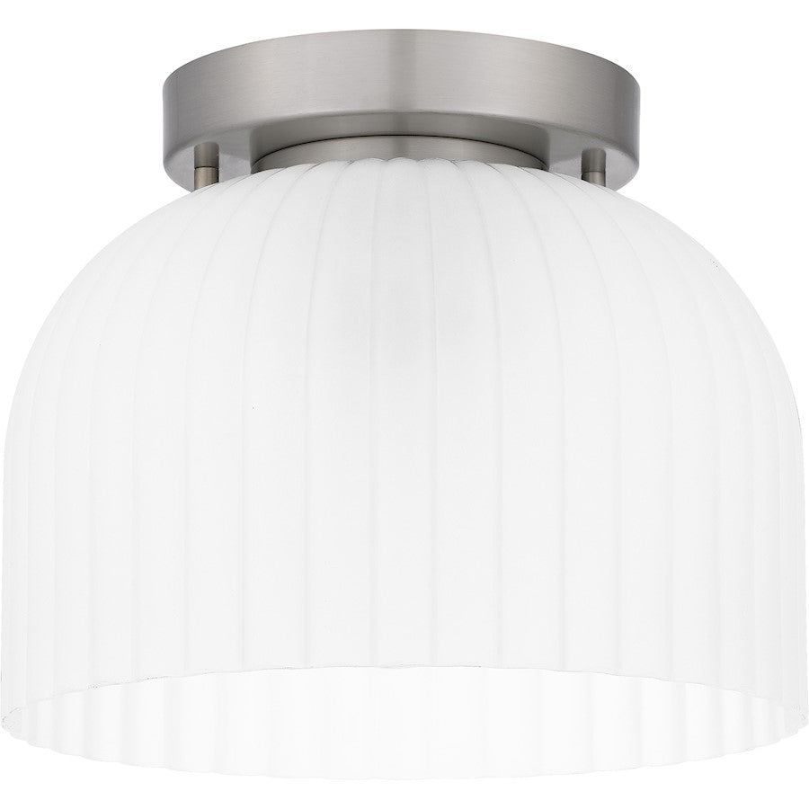 Quoizel Rembrandt 1 Light Flush Mount, Brushed Nickel/Etched Ribbed