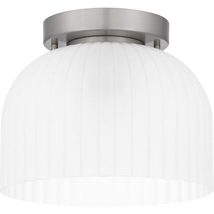 Quoizel Rembrandt 1 Light Flush Mount, Brushed Nickel/Etched Ribbed