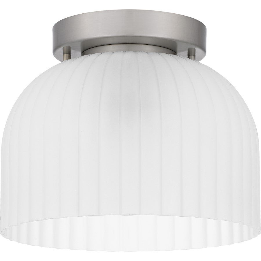 Quoizel Rembrandt 1 Light Flush Mount, Brushed Nickel/Etched Ribbed