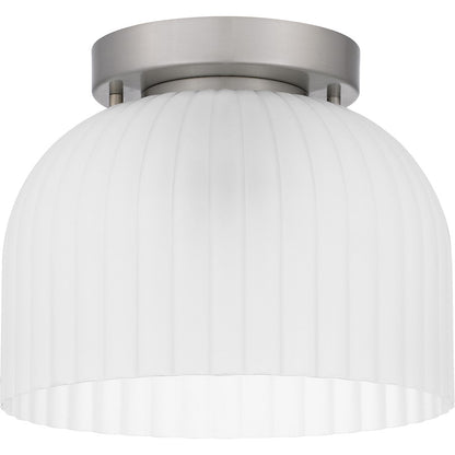 Quoizel Rembrandt 1 Light Flush Mount, Brushed Nickel/Etched Ribbed