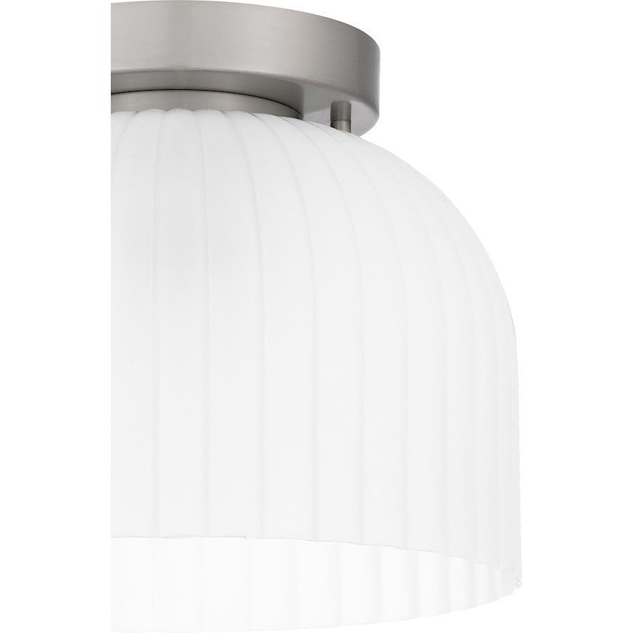 Quoizel Rembrandt 1 Light Flush Mount, Brushed Nickel/Etched Ribbed