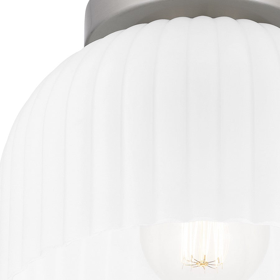 Quoizel Rembrandt 1 Light Flush Mount, Brushed Nickel/Etched Ribbed