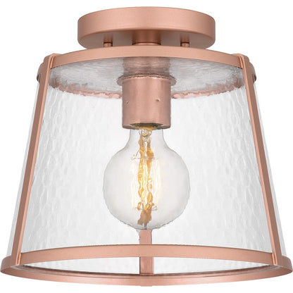 Quoizel Labrant 1 Light Semi-Flush Mount, Matte Rose Gold/Hammered