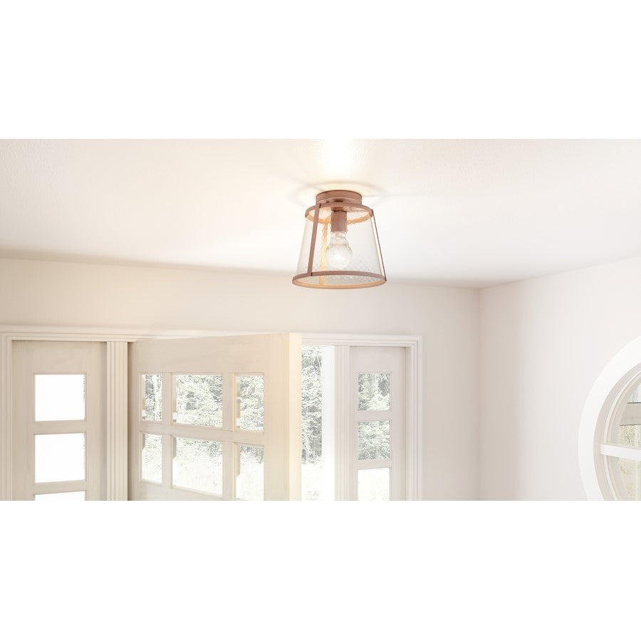 Quoizel Labrant 1 Light Semi-Flush Mount, Matte Rose Gold/Hammered