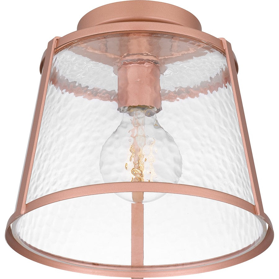 Quoizel Labrant 1 Light Semi-Flush Mount, Matte Rose Gold/Hammered