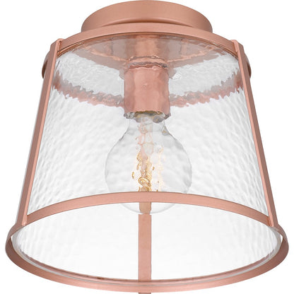 Quoizel Labrant 1 Light Semi-Flush Mount, Matte Rose Gold/Hammered