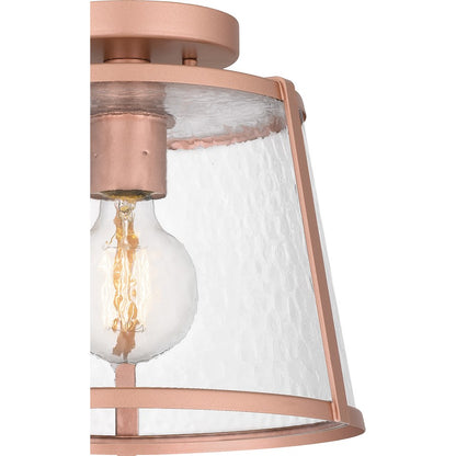 Quoizel Labrant 1 Light Semi-Flush Mount, Matte Rose Gold/Hammered