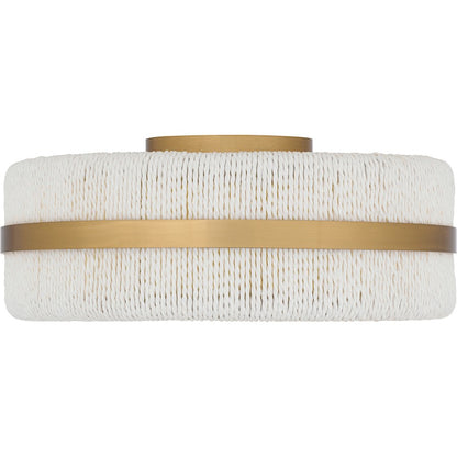 Quoizel Maeve 2 Light Flush Mount, Brushed Gold/White Rope