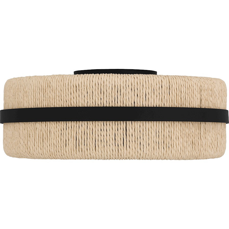 Quoizel Maeve 2 Light Flush Mount, Matte Black/Ivory Rope