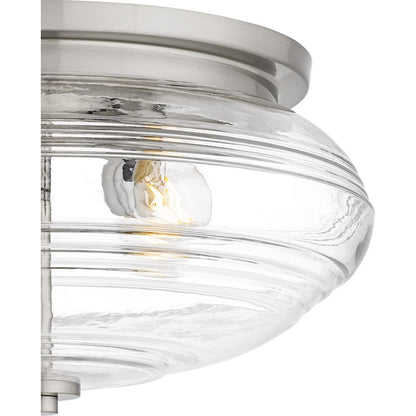 Quoizel Gatonby 16in 4-Light Flush Mount | Transitional Brushed Nickel and Clear Ribbed Glass | Entryway & Hallway | Model QFL6773BN