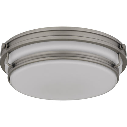 Quoizel Grafton 16in 3-Light Flush Mount | Industrial Antique Nickel and Opal Etched Glass | Entryway & Hallway | 16 x 16 x 4.25 in | Model QFL6776AN