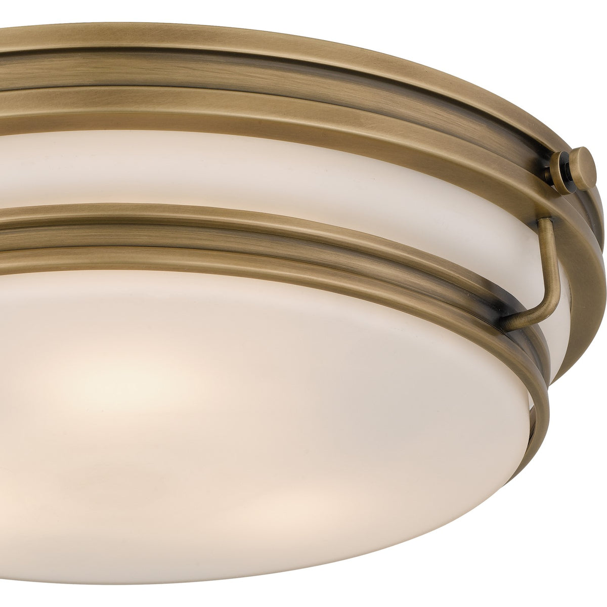 Quoizel Grafton 16in 3-Light Flush Mount | Industrial Weathered Brass and Opal Etched Glass | Bedroom & Hallway | 16 x 16 x 4.25 in | Model QFL6776WS