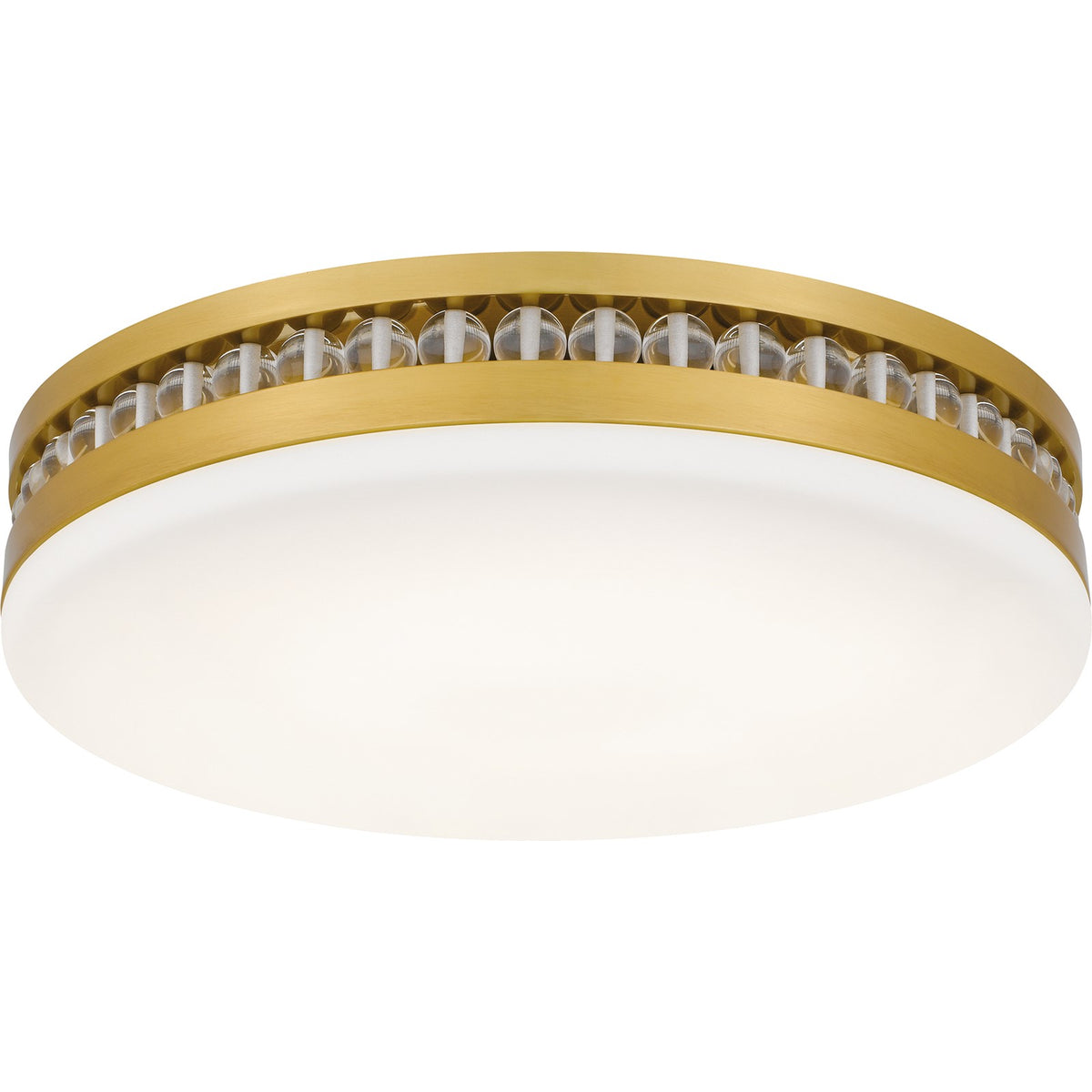 Quoizel Carey 16in LED Flush Mount | Glam Brushed Gold and Opal Etched Glass | Bedroom & Hallway | 16 x 16 x 3.5 in | Model QFL6785BRG